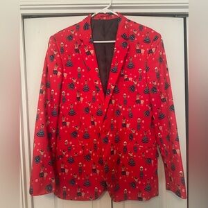 Red Patterned Holiday Men's Blazer